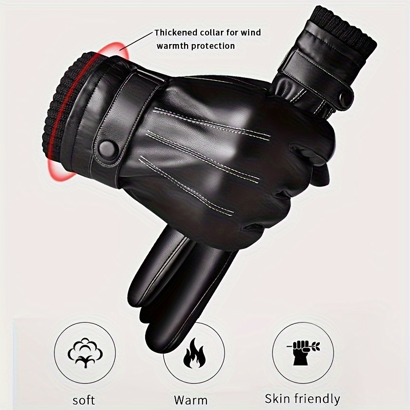 Leather Driving Glove - 1쌍 겨울 장갑 따뜻한 운전 오토바이