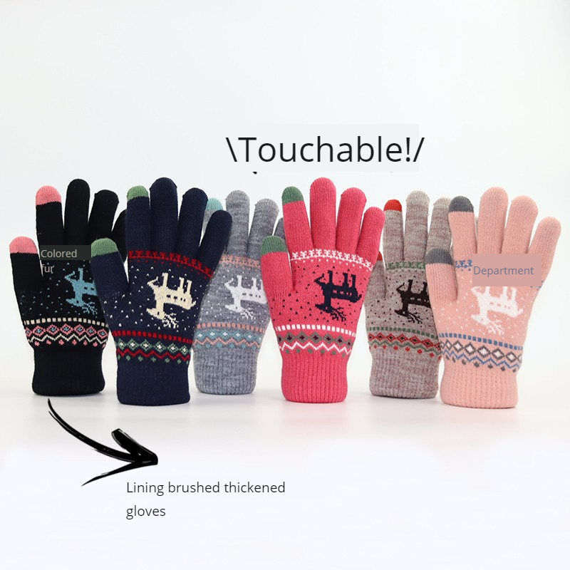 Wool Glove Lined - 가을, 겨울용 두꺼운 터치스크린 따뜻한 여성용