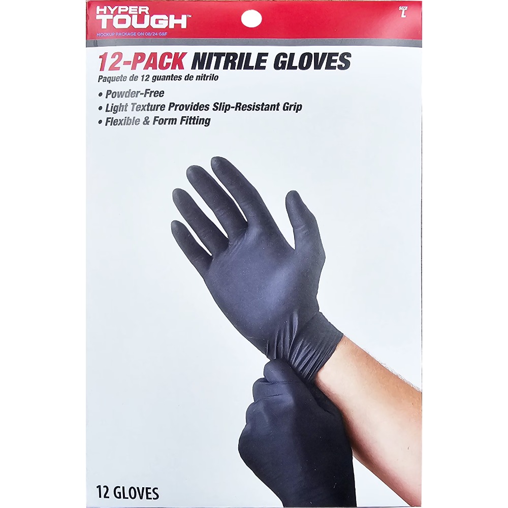 Exam Glove Nitrile - 일회용 니트릴 장갑 대형 사이즈 12쌍입