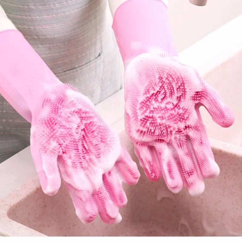 Dish Glove Rubber - 1쌍 재사용 가능한 설거지 장갑 실리콘