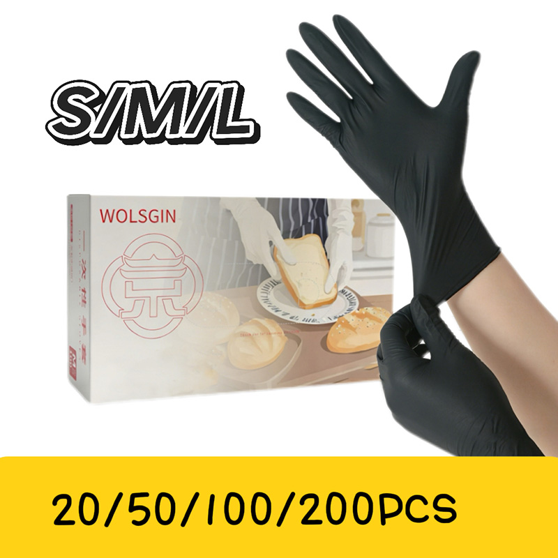 Rubber Glove Cleaning - 10/50/100/200개의 검정색 일회용 합성 니트릴 장갑,