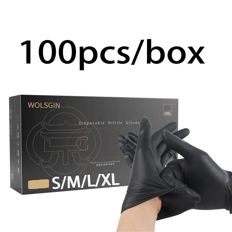 Rubber Glove Cleaning - 20/50/100/200개 검정색 일회용 순수 니트릴 장갑,