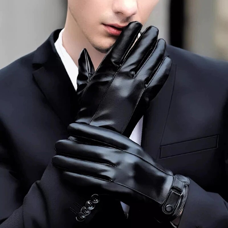 Leather Driving Glove - 남성용 겨울 사이클링 장갑, 야외 방수