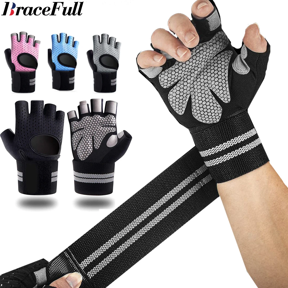 Workout Glove Gym - 손목 랩 지지대 달린 하프 핑거