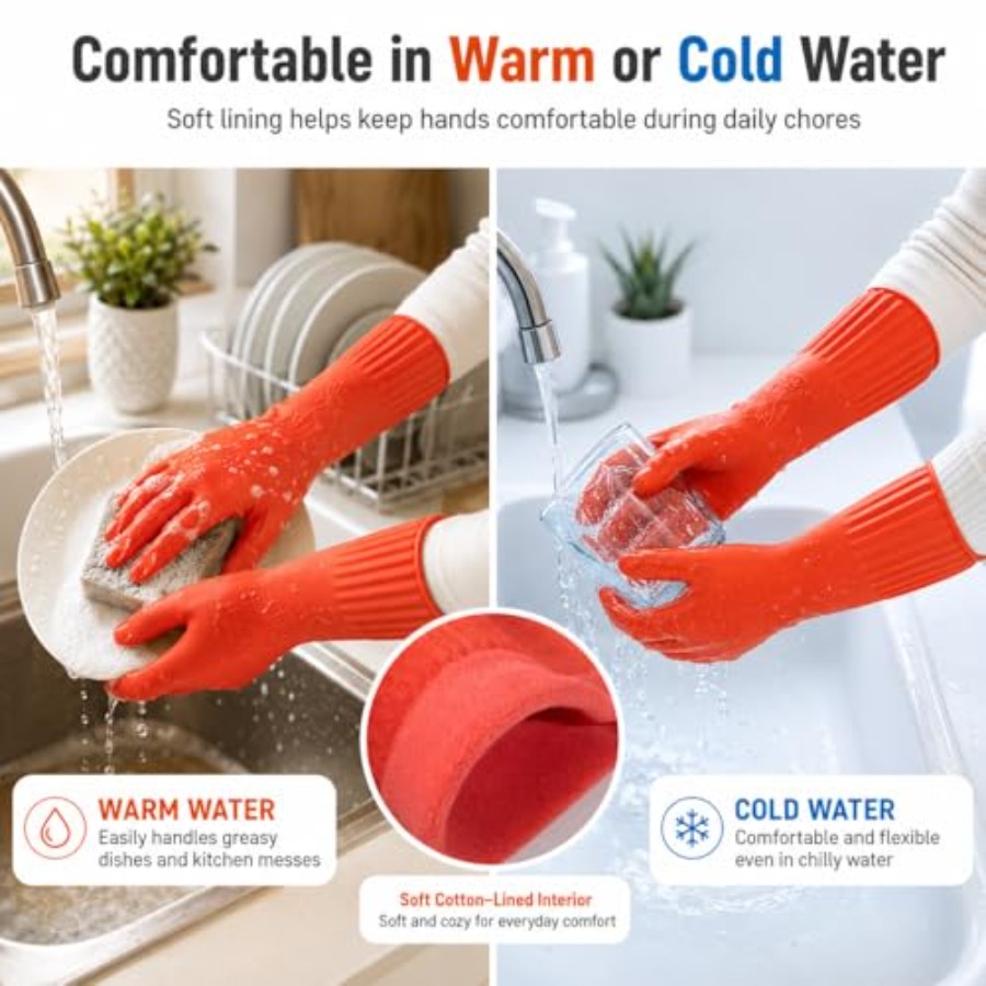 고무 설거지용 청소 장갑 2쌍 - 설거지용 양털 안감  - Dish Glove Rubber 리뷰 및 가격