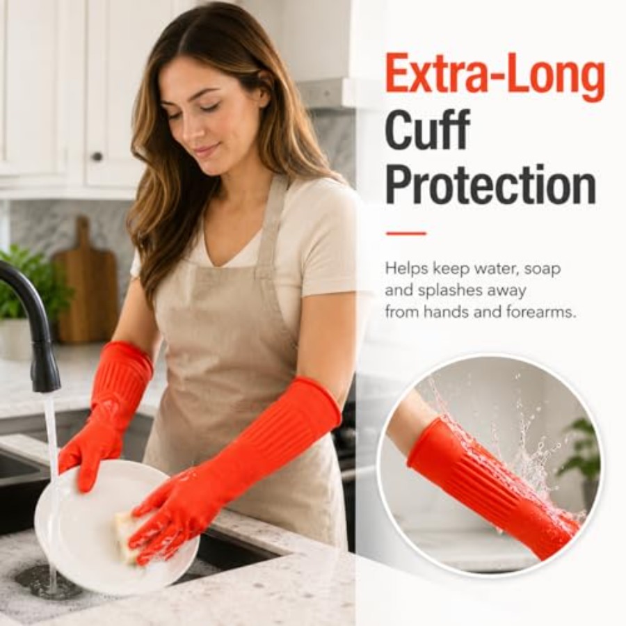 고무 설거지용 청소 장갑 2쌍 - 설거지용 양털 안감  - Dish Glove Rubber 리뷰 및 가격