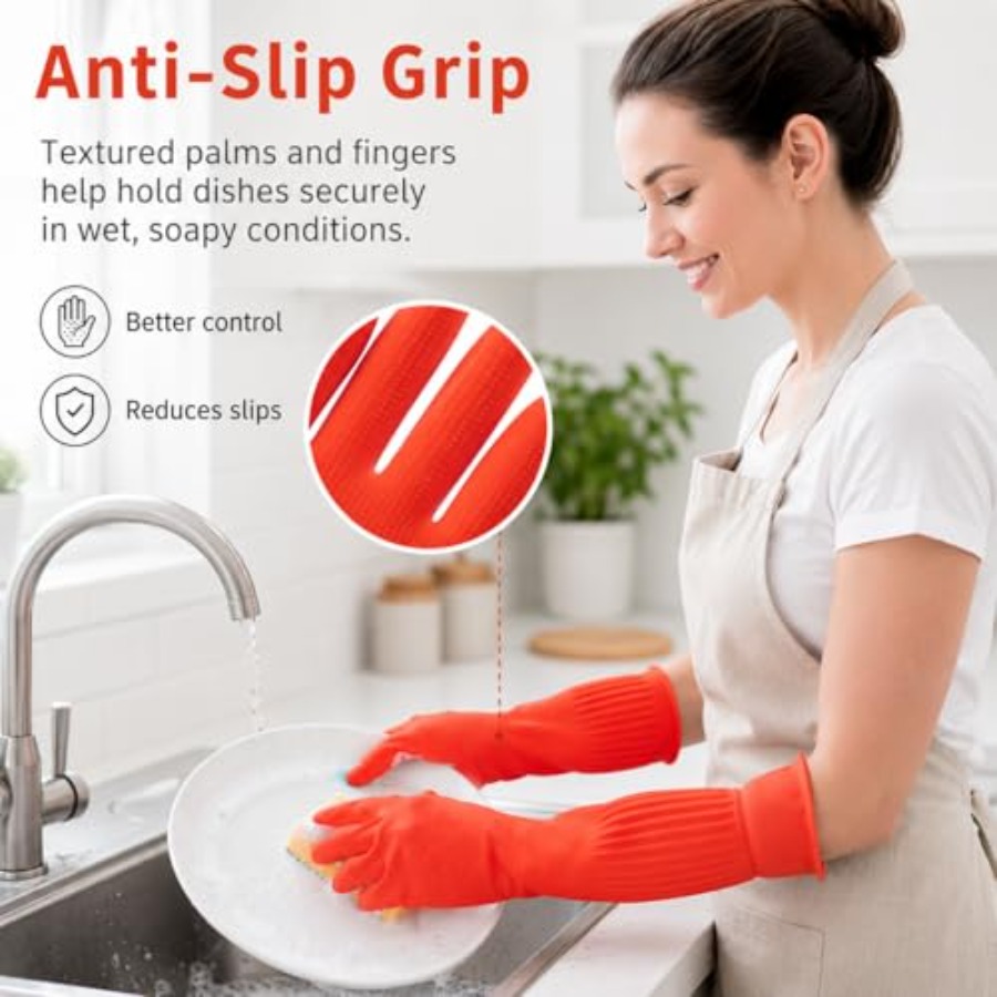 고무 설거지용 청소 장갑 2쌍 - 설거지용 양털 안감  - Dish Glove Rubber 리뷰 및 가격