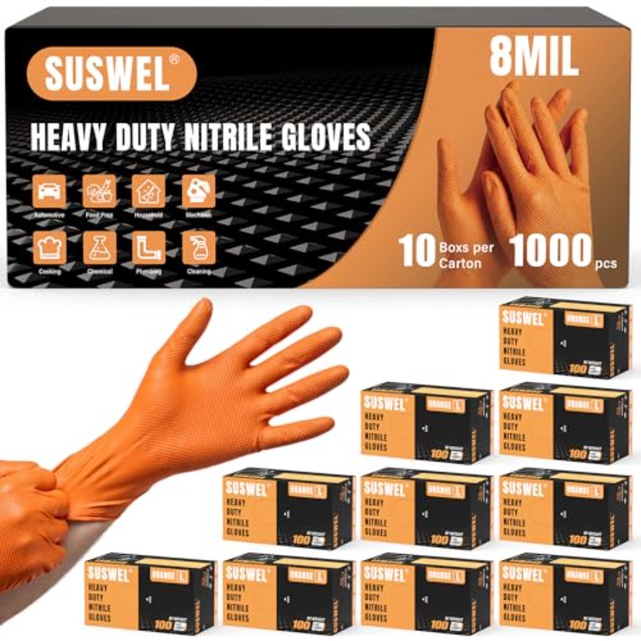 헤비듀티 8밀 오렌지 니트릴 장갑, 다이아몬드 텍스처  - Nitrile Mechanic Glove 리뷰 및 가격