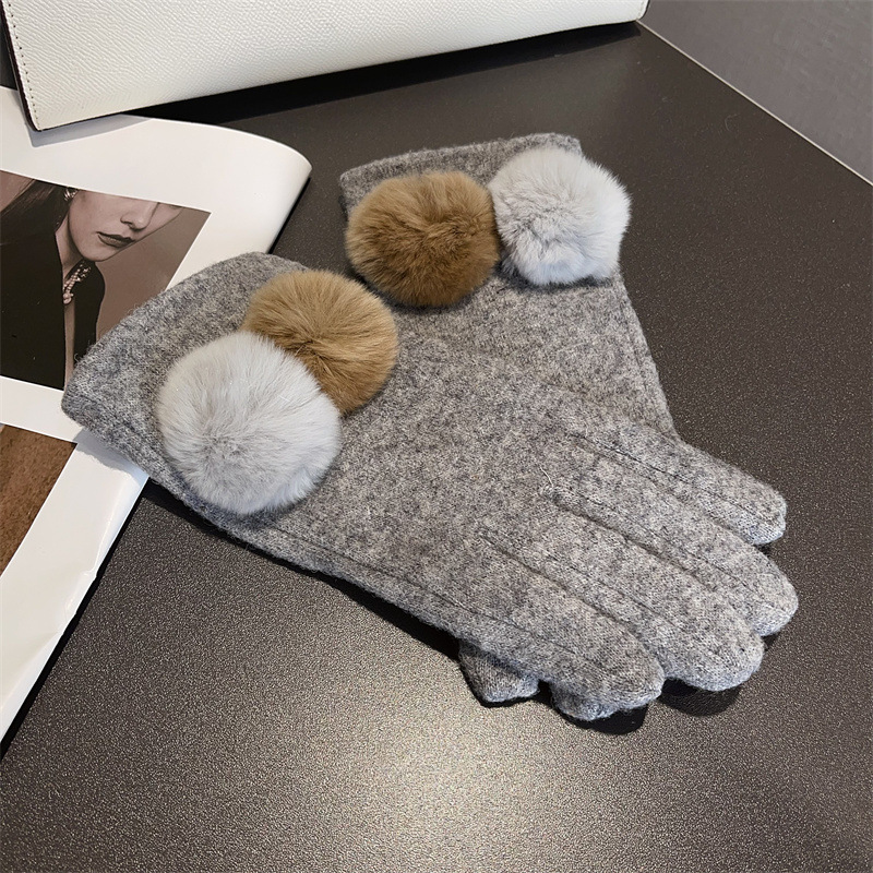 장갑 여성용 울 체크 무늬 폭스 퍼 폼 터치 스크린 겨 - Wool Glove Lined 리뷰 및 가격