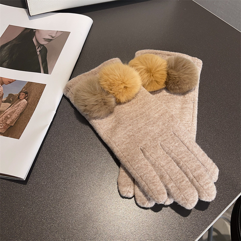 장갑 여성용 울 체크 무늬 폭스 퍼 폼 터치 스크린 겨 - Wool Glove Lined 리뷰 및 가격