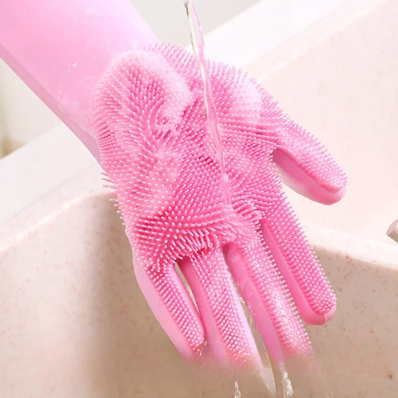 1쌍 재사용 가능한 설거지 장갑 실리콘 세탁 스펀지 내 - Dish Glove Rubber 리뷰 및 가격