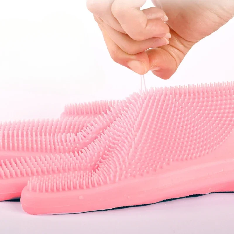 1쌍 재사용 가능한 설거지 장갑 실리콘 세탁 스펀지 내 - Dish Glove Rubber 리뷰 및 가격