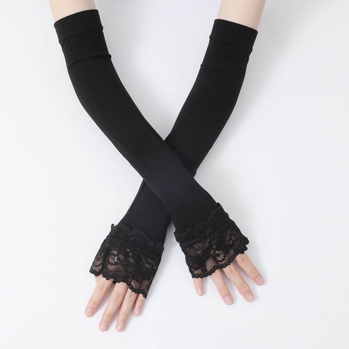 여성용 긴 탄성 팔 슬리브 손가락 없는 운전 장갑 섹시 - Fingerless Glove Knit 리뷰 및 가격