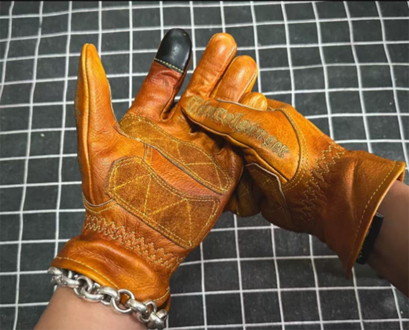 수제 진짜 가죽 레트로 오토바이 장갑, 풀 핑거 터치  - Motorcycle Glove Knuckle 리뷰 및 가격