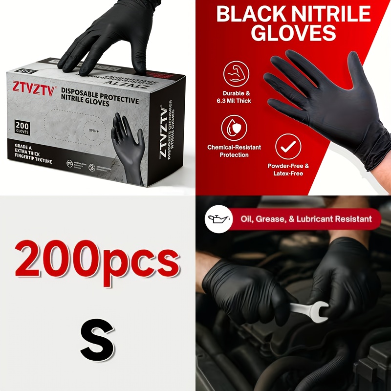 팩당 200개, 검정색 일회용 장갑, 고밀도, 유연하고 - Rubber Glove Cleaning 리뷰 및 가격