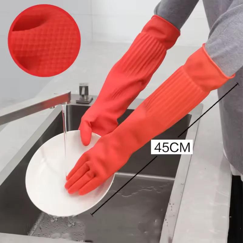 긴 재사용 가능한 고무 설거지 장갑 미끄럼 방지 가정용 - Rubber Glove Cleaning 리뷰 및 가격