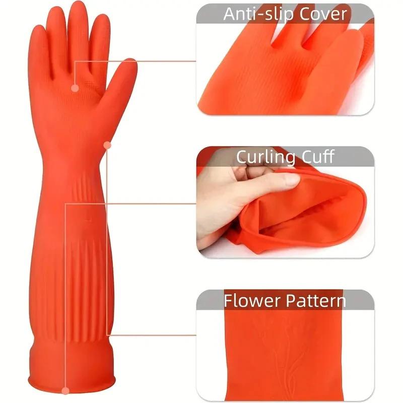 긴 재사용 가능한 고무 설거지 장갑 미끄럼 방지 가정용 - Rubber Glove Cleaning 리뷰 및 가격