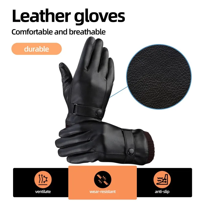 간단한 고급 남성용 장갑 PU 가죽 방풍 및 방수 플러 - Leather Driving Glove 리뷰 및 가격