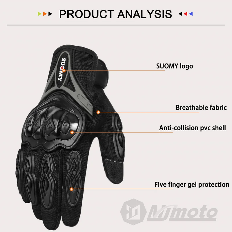 SUOMY 여름 터치스크린 오토바이 장갑 모터크로스 장 - Motorcycle Glove Knuckle 리뷰 및 가격